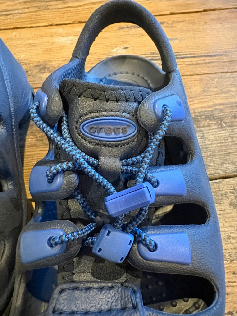 CROCS Kids Trailbreak Bump Toe Blue Water Clog Sandals with Bungee Lacing